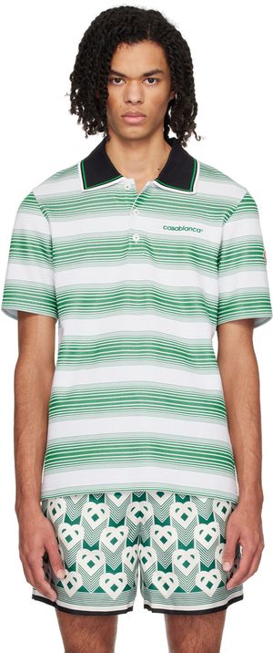 Casablanca White Gradient Stripe Polo