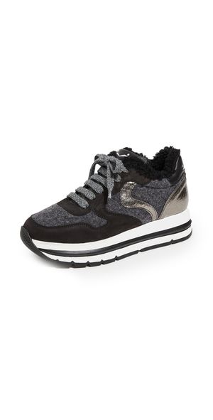 Voile Blanche Maran Shearling Platform Sneakers Black/Grey 40