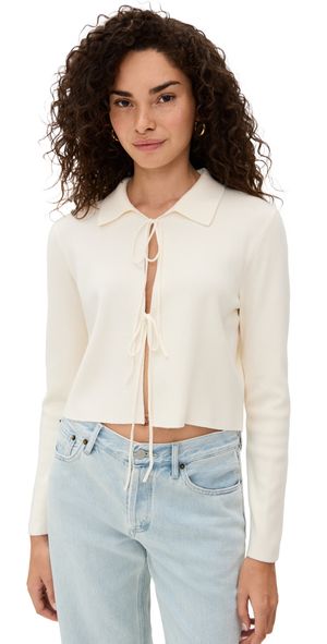 Line & Dot Anouk Tied Detailed Sweater Top Cream M