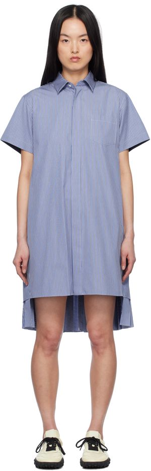 sacai Blue Cotton Poplin Minidress