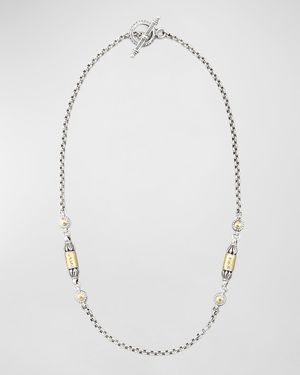 Gold Bullet-Station Necklace, 18"L