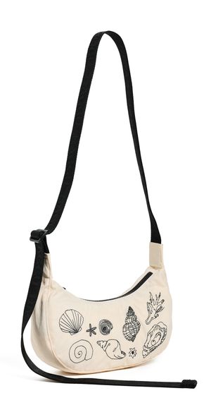 BAGGU Small Nylon Crescent Bag Embroidered Shells One Size