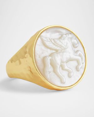 Pegasus Mother-of-Pearl Coin Signet Ring