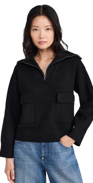 English Factory Quarter-Zip Knit Sweater Cream L