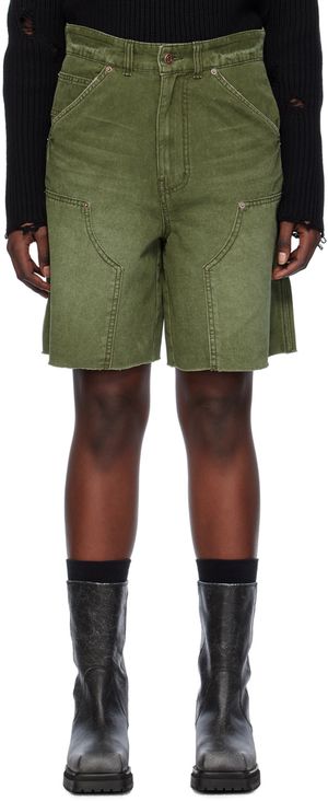 We11done Khaki Faded Shorts