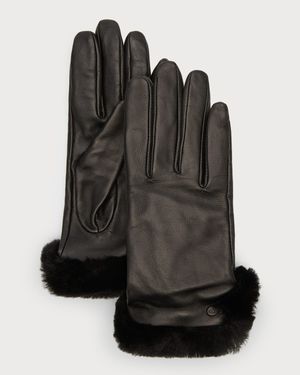Leather & Shearling Vent Gloves