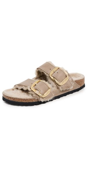 Birkenstock Arizona Big Buckle Shearling Sandals Tobacco Brown 41