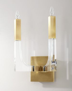 Acrylic and Brass Double-Light Wall Sconce
