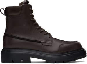 Ferragamo Brown Maxi-Tongue Combat Boots