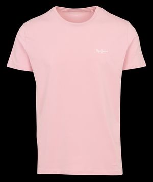 Pepe Jeans - Tee-shirt droit uni avec logo poitrine - Taille XL - Rose