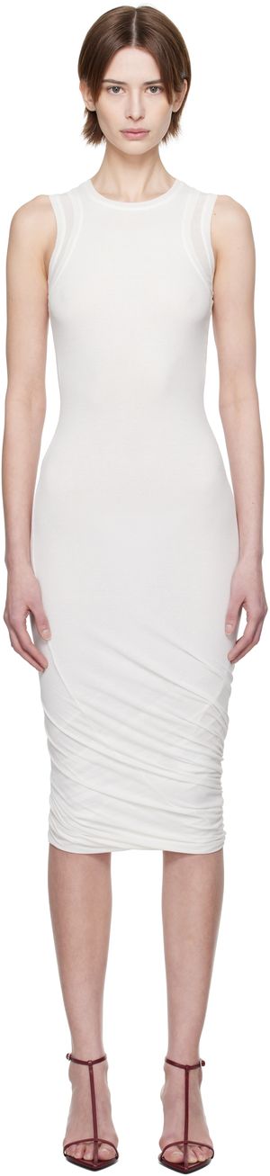 Jil Sander Robe midi blanche sans manches à effet drapé