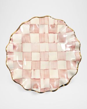 Rosy Check Ceramic Fluted Dessert Plate