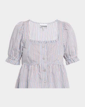 Stripe Button-Front Blouse