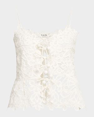 Iyla Embroidered Tie-Front Top