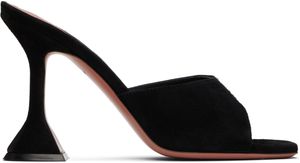 Amina Muaddi Black Lupita Slipper Heeled Sandals