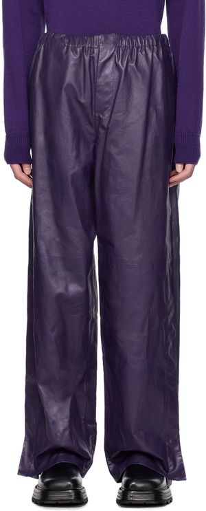 Jil Sander Purple Paneled Leather Pants