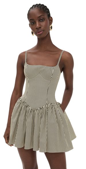 Fe Noel Maxine Mini Dress Black And Bone Stripe L