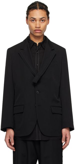 Y's For Men Black Notched Lapel Blazer