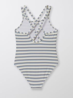 Cyrillus - Maillot de bain 1 pièce - rayé - Taille 8A - Bleu