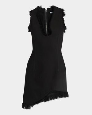 Raw-Edge Sleeveless Denim Mini Curve Dress