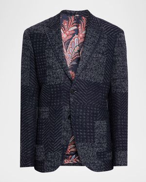 Men's Patchwork Knit Two-Button Sport Coat