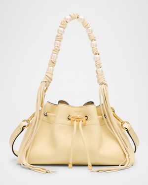 Cinch Small Pearly-Embellished Leather Shoulder Bag