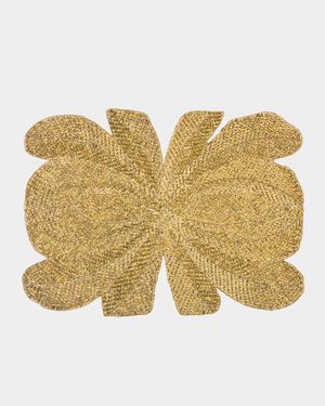 Peacock Hand-Beaded Placemat, Gold