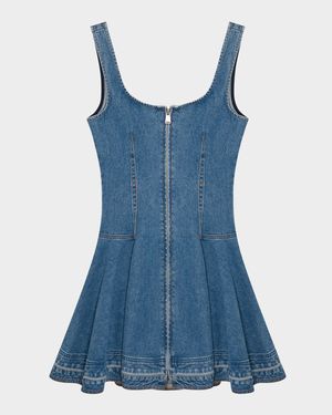 Eleodra Denim Fit-&-Flare Mini Dress
