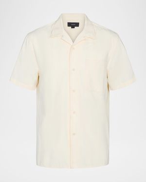 Men's Union Stripe Cotton Loop-Collar Short-Sleeve Shirt