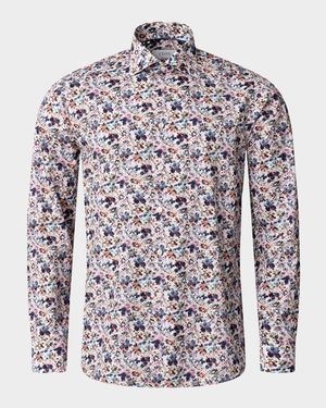 Men's Slim-Fit Cotton Floral Sport Shirt