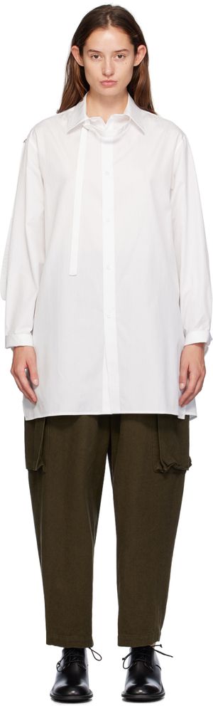 Y's White Open Tab Shirt