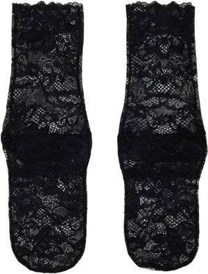 UNDERCOVER Chaussettes noires en dentelle à motif fleuri