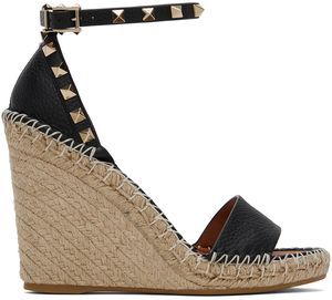 Valentino Garavani Black Double Rockstud Heeled Sandals