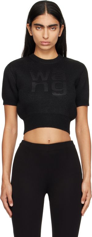 alexanderwang.t T-shirt de style pull noir à logo gaufré