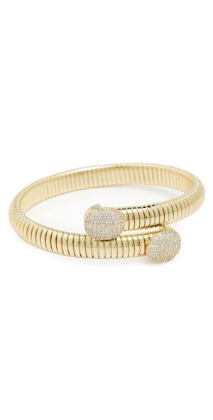 By Adina Eden Pave Oval Snake Wrap Bangle Bracelet Gold One Size