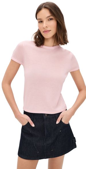 Renggli Cashmere Silk Knit Tee Bubblegum M