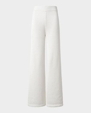 Chunky Cotton Crochet Knit Straight-Leg Pants