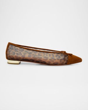 Gioia Leopard Mesh and Suede Ballet Flats
