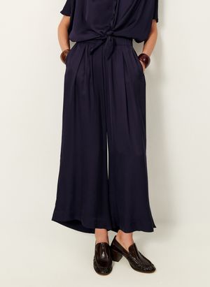 Sessun - Pantalon large taille haute fluide - Taille 42 - Bleu