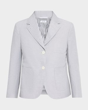 Striped Linen-Cotton Single-Breasted Crop Sportcoat