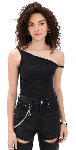 alice + olivia Bianca Twist Off Shoulder Bodysuit Black XS