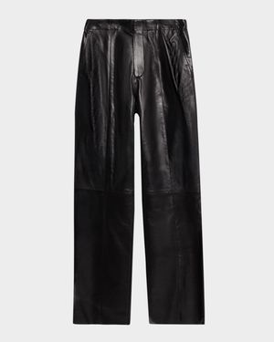 Tullia Leather Straight-Leg Trousers
