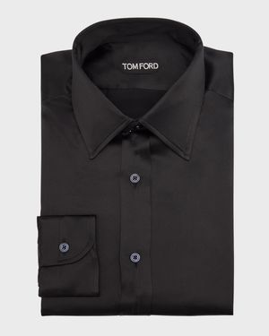 Men's Silk Charmeuse Slim-Fit Dress Shirt