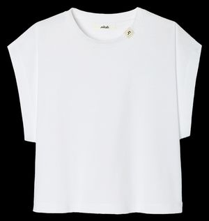Nitah - Tee-shirt uni droit avec étiquette marque - Taille L - Blanc