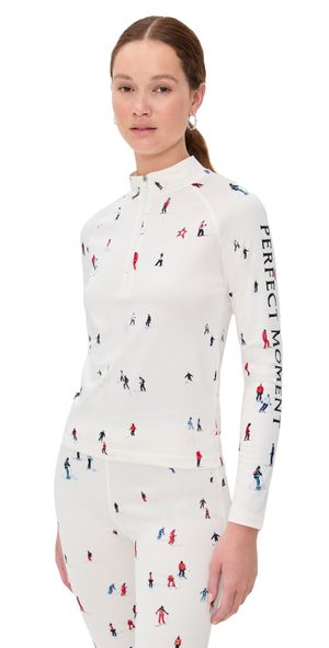 Perfect Moment 1/4 Zip Base Layer Top Dede Ski Print XS