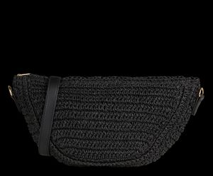 Pieces - Sac bandoulière en paille - Taille Unique - Noir