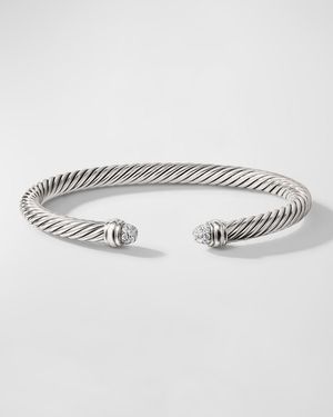 Cable Bracelet with Diamonds in Silver, 5mm