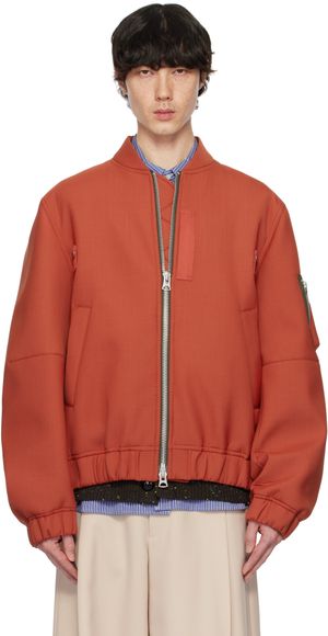 sacai Blouson aviateur rouge en tissu de costume