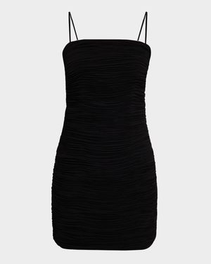 Ruched Square-Neck Bodycon Mini Dress
