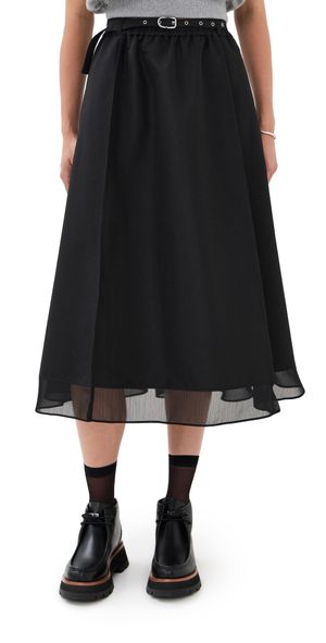 3.1 Phillip Lim Belted Midi Skirt with Chiffon Hem Black 10